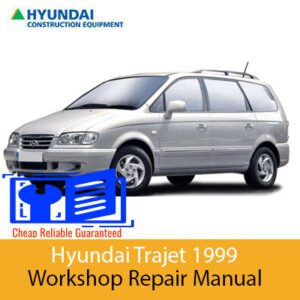 1999 Hyundai Trajet repair manual cover displaying the car model and various technical diagrams for maintenance
