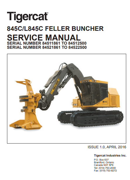 Tigercat 845C, Tigercat L845C Feller Buncher Service Repair Manual - Image 2