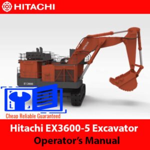 Hitachi EX3600-5 Excavator Operator’s Manual cover featuring the model name and technical illustrations