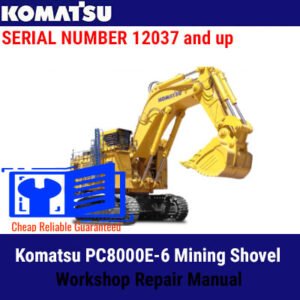 Komatsu PC8000E-6 Mining Shovel Workshop Repair Manual cover featuring the model and technical illustrations
