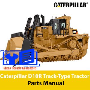 Caterpillar D10R Track-Type Tractor Parts Manual cover featuring detailed diagrams and parts listings for maintenance and repair