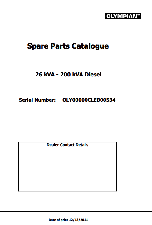 FG WILSON 26 kVA - 200 kVA Diesel Generator Spare Parts Catalogue - Image 2