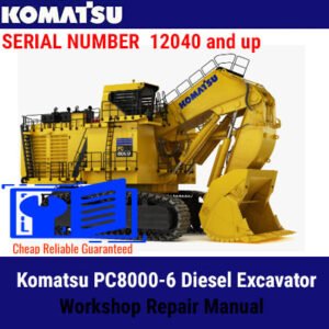Komatsu PC8000-6 Excavator Workshop Repair Manual cover featuring the model and technical illustrations
