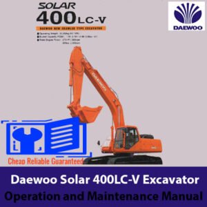 Daewoo Solar 400LC-V Operation and Maintenance Manual cover featuring the model name and technical illustrations