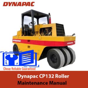Dynapac CP132 maintenance manual with a detailed cover showcasing the model and key maintenance instructions