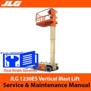 JLG 1230ES Vertical Mast Lift Service and Maintenance Manual cover featuring the model name and technical illustrations