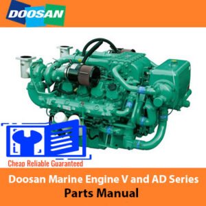 Doosan Marine Engine V and AD Series Parts Manual, showcasing diagrams and information on engine components