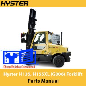 Parts manual for Hyster H135 and H155XL forklifts, showcasing diagrams and specifications for efficient repairs and maintenance
