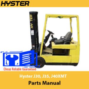 Parts manual for Hyster J30, J35, and J40XMT forklifts, providing essential information for repairs and parts identification