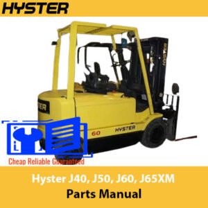 Parts manual for Hyster J40, J50, J60, and J65XM forklifts, providing essential information on parts and maintenance