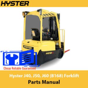 Parts manual for Hyster J40, J50, and J60 forklifts, including illustrations and component details for maintenance