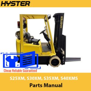 Parts manual for Hyster S25XM, S30XM, S35XM, and S40XMS forklifts, providing essential information on parts and maintenance