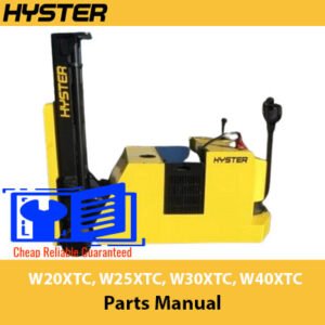 Forklift parts manual for Hyster W20XTC, W25XTC, W30XTC, and W40XTC models, detailing specifications and components