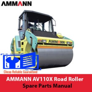 AMMANN AV110X Road Roller Spare Parts Manual cover featuring detailed diagrams and part listings for maintenance