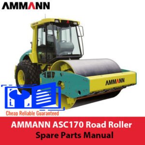 AMMANN ASC170 Road Roller Spare Parts Manual, displaying technical drawings and a list of spare components