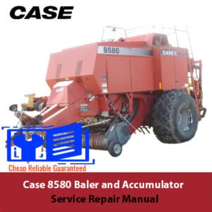 Service repair manual cover for Case 8580 baler and accumulator, featuring technical illustrations and detailed instructions