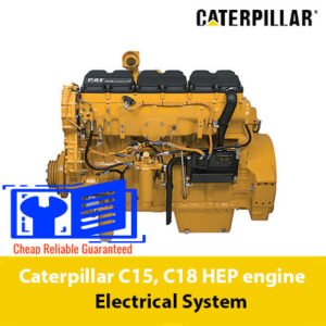 Detailed view of the electrical system for Caterpillar C15 and C18 HEP engines, highlighting key components and connections