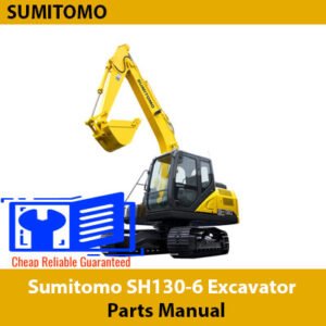 Sumitomo SH130-6 Excavator Parts Manual cover featuring detailed diagrams and parts listings for maintenance and repair