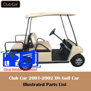 Illustrated parts list for the 2001-2002 Club Car DS Golf Car, detailing components and assembly information