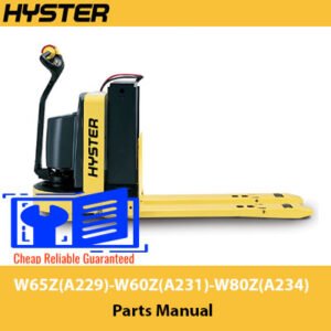 Comprehensive parts manual for Hyster W65Z, W60Z, and W80Z walkie forklifts, including diagrams and part numbers