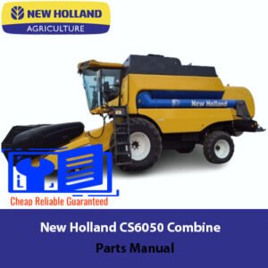 New Holland CS6050 Combine Parts Manual cover featuring the model name and technical illustrations of parts