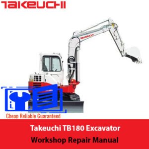 Takeuchi TB180 Excavator Workshop Repair Manual, showcasing the title and technical diagrams for maintenance guidance