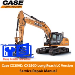 Case CX250D Excavator Service Repair Manual cover featuring the model and technical details for maintenance guidance