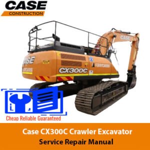 Case CX300C Excavator Service Repair Manual cover featuring the model name and technical illustrations