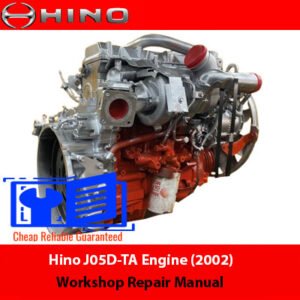 Cover of the Hino J05D-TA Engine (2002) workshop repair manual, showcasing engine diagrams and repair instructions