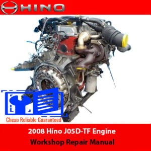 2008 Hino J05D-TF Engine Workshop Repair Manual cover featuring technical illustrations and detailed repair instructions