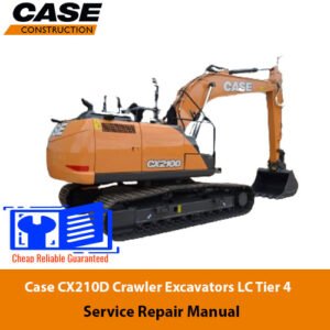 Case CX210D Excavator Service Repair Manual, showcasing the title and relevant technical graphics for maintenance guidance
