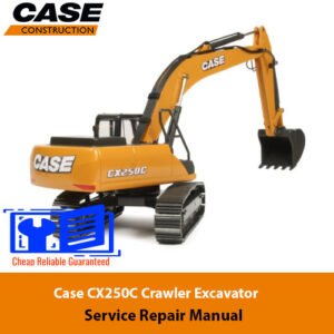 Case CX250C Excavator Service Repair Manual cover featuring the model and technical illustrations for maintenance guidance