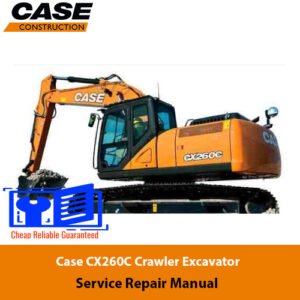 Case CX260C Excavator Service Repair Manual cover featuring the model name and technical illustrations