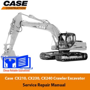Case CX210, CX230, and CX240 excavator service repair manual, showcasing detailed diagrams and maintenance instructions
