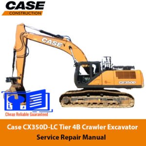 Case CX350DLC Excavator Service Repair Manual cover featuring the model and technical illustrations for maintenance guidance