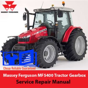 Massey Ferguson MF5400 Tractor Gearbox Service Repair Manual, displaying an image of the gearbox with service guidelines
