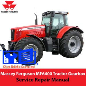 Massey Ferguson MF6400 Tractor Gearbox Service Repair Manual cover featuring technical illustrations and detailed instructions