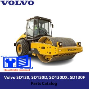 Parts catalog for Volvo SD130, SD130D, SD130DX, and SD130F road rollers, detailing components and specifications