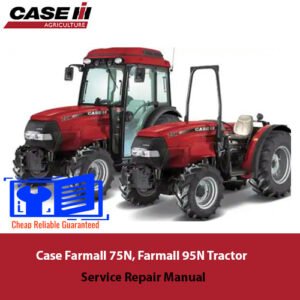 Service repair manual cover for Case Farmall 75N and 95N tractors, featuring detailed technical illustrations and instructions