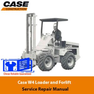 Case W4 Loader Forklift service repair manual cover featuring technical illustrations and detailed specifications