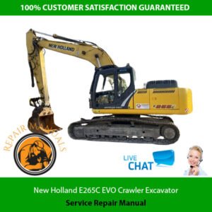 Cover of the New Holland E265C EVO Excavator Service Repair Manual, highlighting essential repair and service information