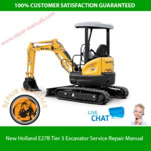 Service Repair Manual for New Holland E27B Excavator, showcasing detailed diagrams and instructions for maintenance