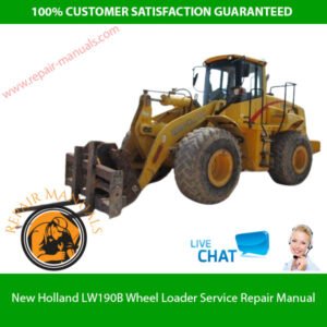 New Holland LW190B Wheel Loader Service Repair Manual cover featuring the loader and technical illustrations