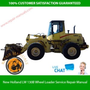 Service Repair Manual for New Holland LW130B Wheel Loader, showcasing diagrams and maintenance instructions