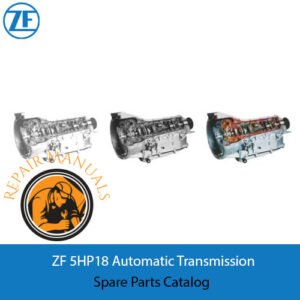 ZF Transmission 5HP18 Spare Parts Catalog, displaying essential parts and technical illustrations for transmission maintenance