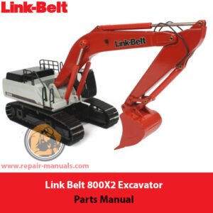 Link Belt 800X2 Excavator Parts Manual cover featuring detailed diagrams and parts listings for maintenance and repair