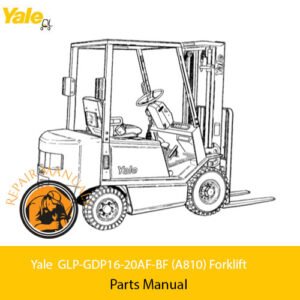 Yale GLP-GDP16-20AF-BF Forklift Parts Manual cover, featuring the model number and a technical illustration of the forklift