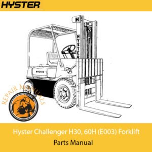 Parts manual for Hyster Challenger H30, 60H forklift, showcasing diagrams and essential component information