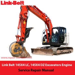 Comprehensive service manual for Link Belt 145X4 LC and DZ excavators, focusing on Isuzu 4JJ1X engine maintenance