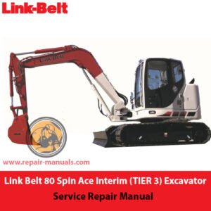 Service repair manual for Link Belt 80 Spin Ace Excavator, showcasing diagrams and maintenance instructions
